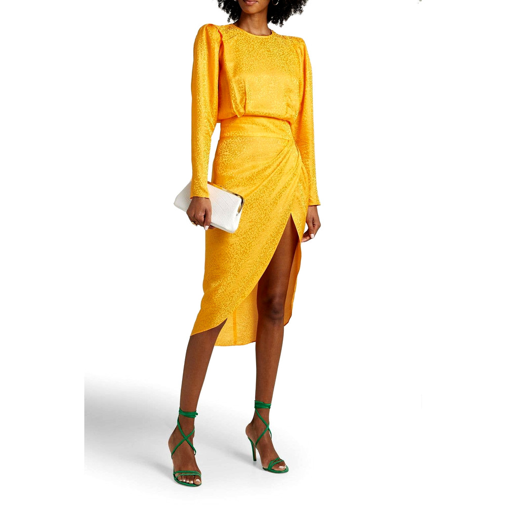 Ronny Kobo Mary Asymmetric Satin Jacquard Orange Dress Size Medium NWT